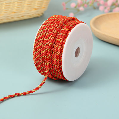 3 iplik 2mm-10mm Polyester Naylon İpi Bilezik için Karıştırılmış Altın İplik