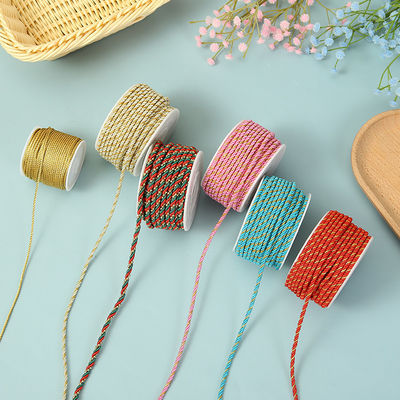 3 iplik 2mm-10mm Polyester Naylon İpi Bilezik için Karıştırılmış Altın İplik