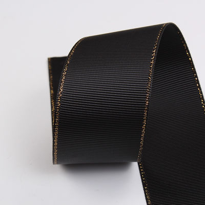 2.5cm Polyester Altın Kenarlı Çift Yüzlü Tomurcuklu Kurdele Noel Ağacı ve Çanta Tutmacaları için