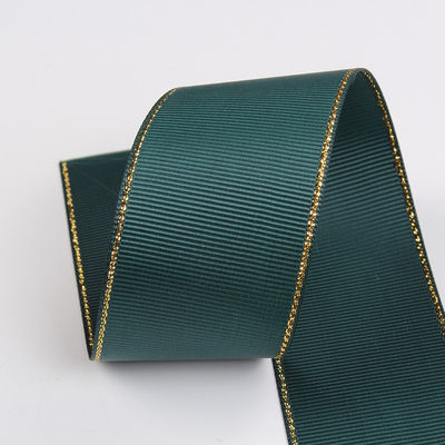 2.5cm Polyester Altın Kenarlı Çift Yüzlü Tomurcuklu Kurdele Noel Ağacı ve Çanta Tutmacaları için