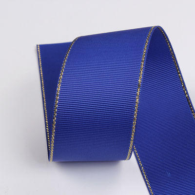 2.5cm Polyester Altın Kenarlı Çift Yüzlü Tomurcuklu Kurdele Noel Ağacı ve Çanta Tutmacaları için