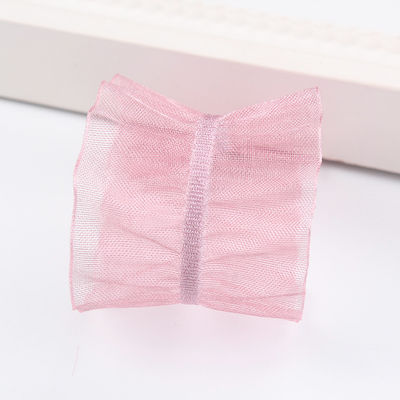 25mm için 38mm kırışık kenarlı polyester organza kurdele DIY saç kurdele yayı