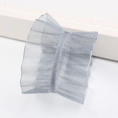 25mm için 38mm kırışık kenarlı polyester organza kurdele DIY saç kurdele yayı