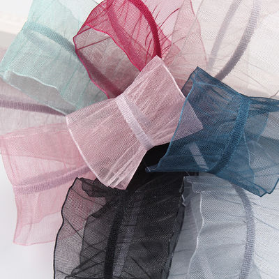 25mm için 38mm kırışık kenarlı polyester organza kurdele DIY saç kurdele yayı