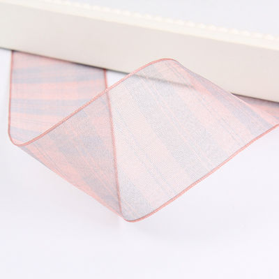 Çiçek çikolata hediye paketleme için 6mm-38mm plaid polyester organza kurdele