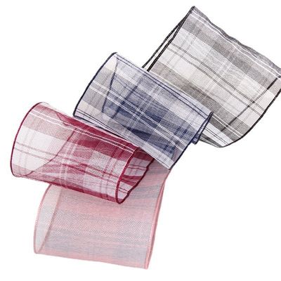 Çiçek çikolata hediye paketleme için 6mm-38mm plaid polyester organza kurdele