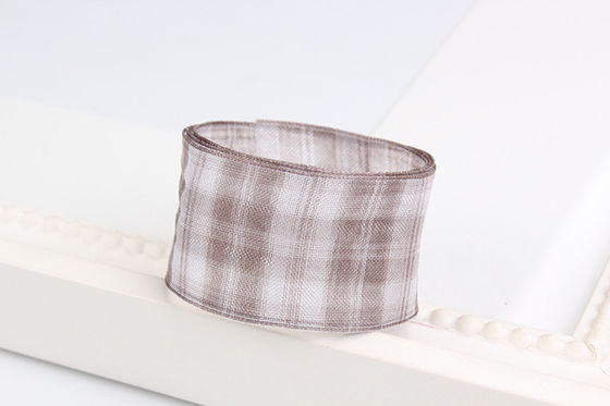 Çiçek çikolata hediye paketleme için 6mm-38mm plaid polyester organza kurdele
