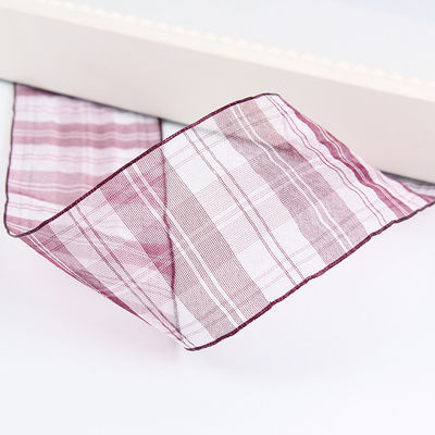 Çiçek çikolata hediye paketleme için 6mm-38mm plaid polyester organza kurdele