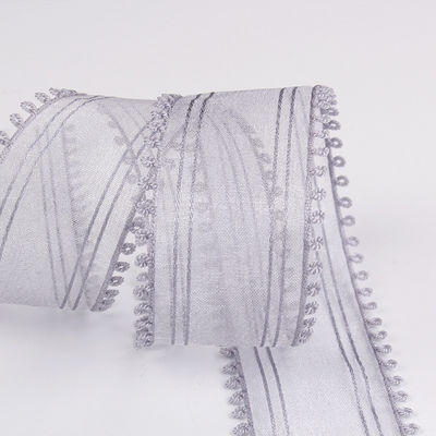 16mm-38mm Organza Kurdeleleri Çift Daireli Kenar Kırmızı Keskin Kurdele