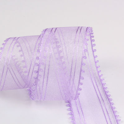 16mm-38mm Organza Kurdeleleri Çift Daireli Kenar Kırmızı Keskin Kurdele