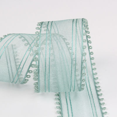 16mm-38mm Organza Kurdeleleri Çift Daireli Kenar Kırmızı Keskin Kurdele