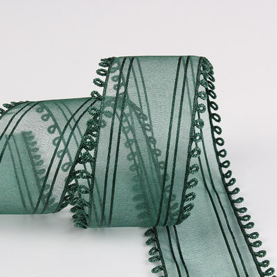 16mm-38mm Organza Kurdeleleri Çift Daireli Kenar Kırmızı Keskin Kurdele
