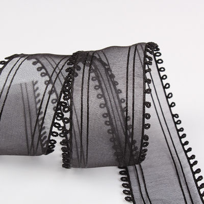 16mm-38mm Organza Kurdeleleri Çift Daireli Kenar Kırmızı Keskin Kurdele