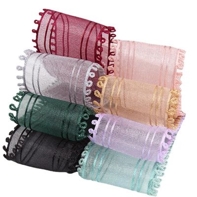 16mm-38mm Organza Kurdeleleri Çift Daireli Kenar Kırmızı Keskin Kurdele