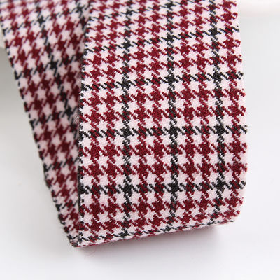 Polyester Kırmızı Houndstooth Şerit 10mm-40mm Satin Poly Şerit