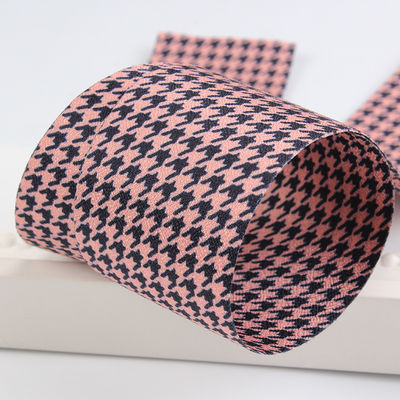 40mm Çift Yüzlü Polyester Hound Stooth Kurdele Kurdele Ok Yapımı ve Giyim Dekorasyonu için