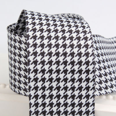 40mm Çift Yüzlü Polyester Hound Stooth Kurdele Kurdele Ok Yapımı ve Giyim Dekorasyonu için