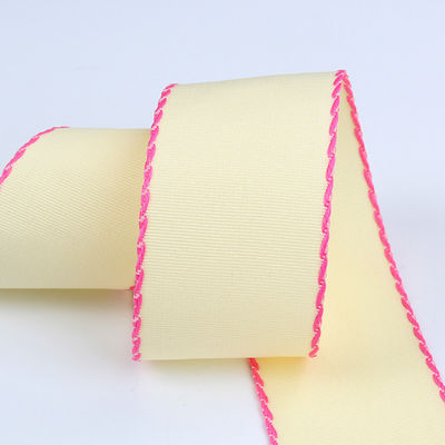 10mm-38mm dikişli poliester Grosgrain Ribbon ISO9001 Katı Şablon