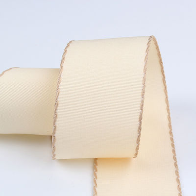10mm-38mm dikişli poliester Grosgrain Ribbon ISO9001 Katı Şablon