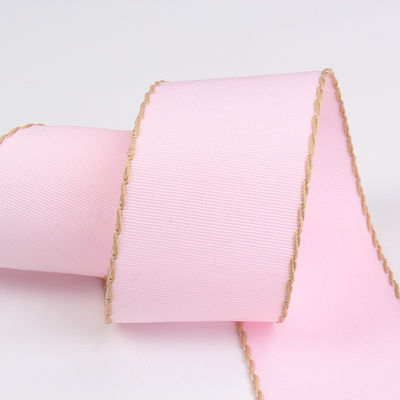 10mm-38mm dikişli poliester Grosgrain Ribbon ISO9001 Katı Şablon