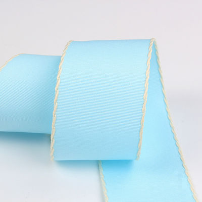10mm-38mm dikişli poliester Grosgrain Ribbon ISO9001 Katı Şablon