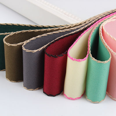 10mm-38mm dikişli poliester Grosgrain Ribbon ISO9001 Katı Şablon