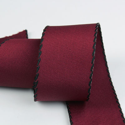 10mm-38mm dikişli poliester Grosgrain Ribbon ISO9001 Katı Şablon