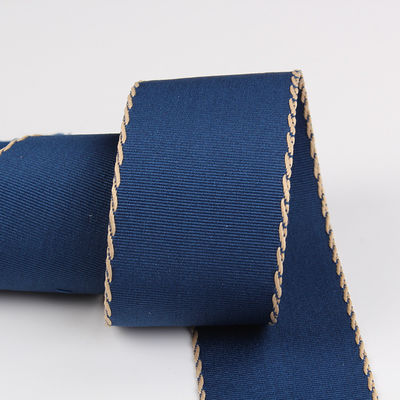 10mm-38mm dikişli poliester Grosgrain Ribbon ISO9001 Katı Şablon