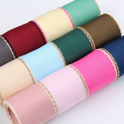 10mm-38mm dikişli poliester Grosgrain Ribbon ISO9001 Katı Şablon