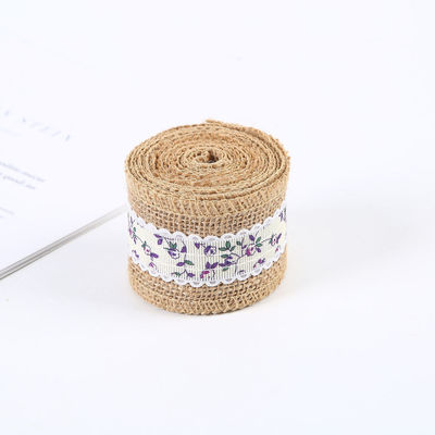 6.5cm Jute Burlap Ribbon Plain Satin Dokuma Kenarları 10 Yard Eco Friendly