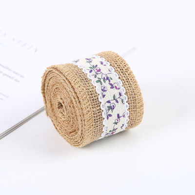6.5cm Jute Burlap Ribbon Plain Satin Dokuma Kenarları 10 Yard Eco Friendly