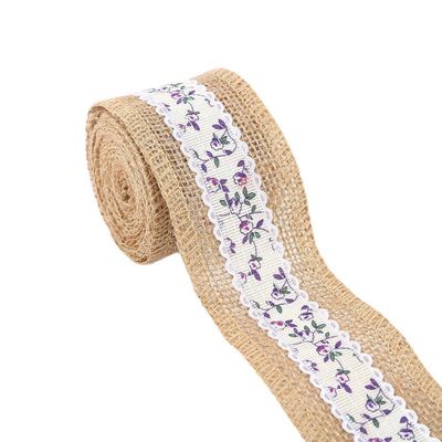 6.5cm Jute Burlap Ribbon Plain Satin Dokuma Kenarları 10 Yard Eco Friendly