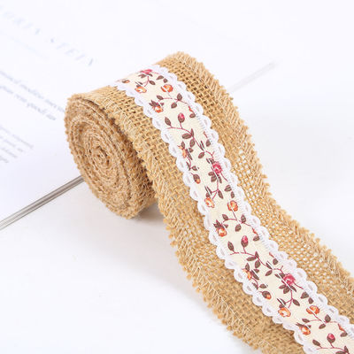 6.5cm Jute Burlap Ribbon Plain Satin Dokuma Kenarları 10 Yard Eco Friendly