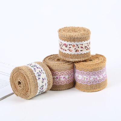 6.5cm Jute Burlap Ribbon Plain Satin Dokuma Kenarları 10 Yard Eco Friendly