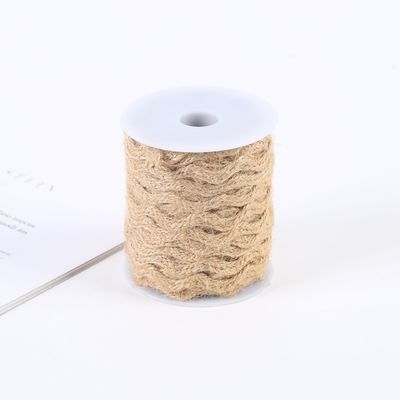 Katı Renkli Jute Burlap Şerit ISO14001 Koyu Kahverengi Burlap Şerit
