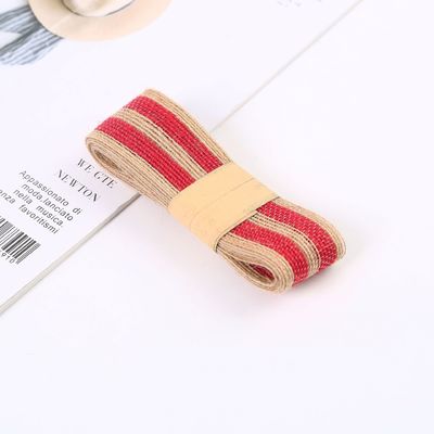 Dekorasyon için çizgili renkli 100% Jute Burlap Ribbon Rolls