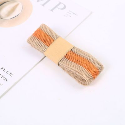 Dekorasyon için çizgili renkli 100% Jute Burlap Ribbon Rolls