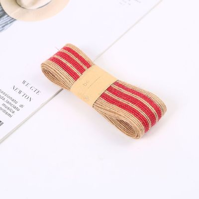 Dekorasyon için çizgili renkli 100% Jute Burlap Ribbon Rolls