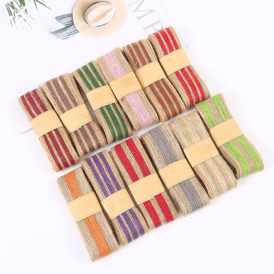 Dekorasyon için çizgili renkli 100% Jute Burlap Ribbon Rolls