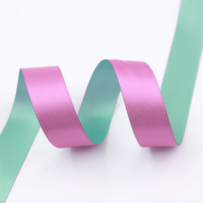 Çift Renkli Polyester Kurdele Rulo Gül Mavi 25mm Satin Poly Kurdele