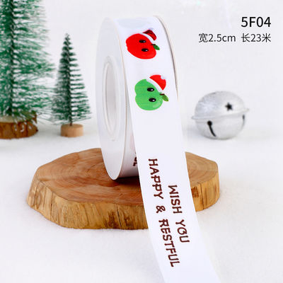 2cm 2.5cm Noel Baskılı Kurdeleler ISO14001 Kişiselleştirilmiş Noel Kurdelesi