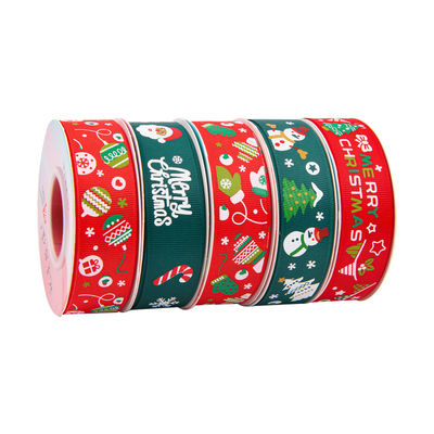 2cm 2.5cm Noel Baskılı Kurdeleler ISO14001 Kişiselleştirilmiş Noel Kurdelesi