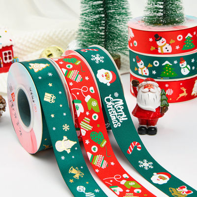 2cm 2.5cm Noel Baskılı Kurdeleler ISO14001 Kişiselleştirilmiş Noel Kurdelesi