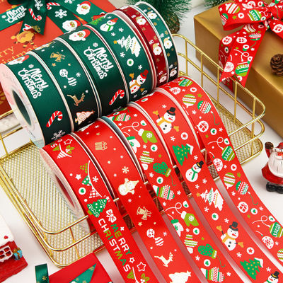 2cm 2.5cm Noel Baskılı Kurdeleler ISO14001 Kişiselleştirilmiş Noel Kurdelesi