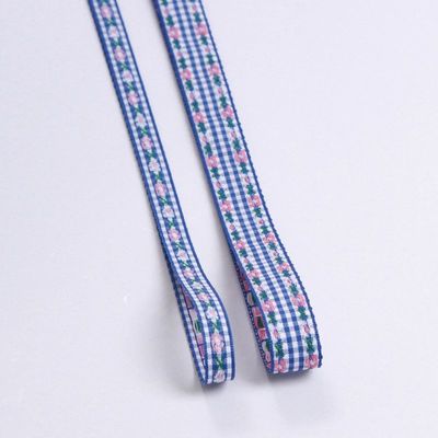 7mm-38mm Mavi nakışlı kurdele ISO9001 Nakışlı Çiçekli kurdele