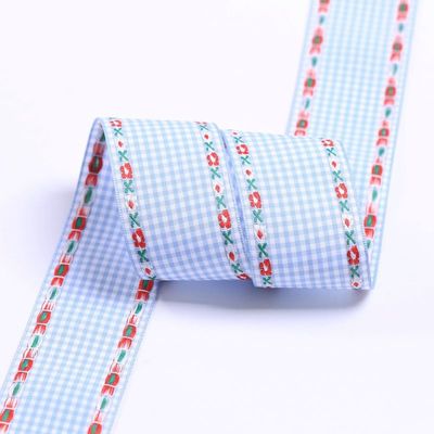 7mm-38mm Mavi nakışlı kurdele ISO9001 Nakışlı Çiçekli kurdele