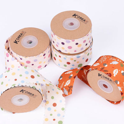 Yuvarlak Nokta Baskılı Poliester Kurdele 25mm-38mm Pamuk Noel Kurdele