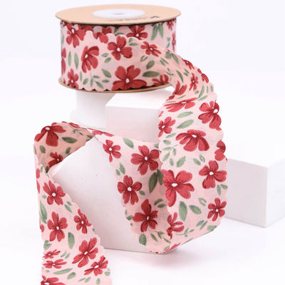 Çiçekli Kişiselleştirilmiş Grosgrain Kurdele hediye paketleme için dokuma kenar kurdele