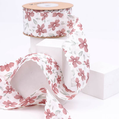 Çiçekli Kişiselleştirilmiş Grosgrain Kurdele hediye paketleme için dokuma kenar kurdele