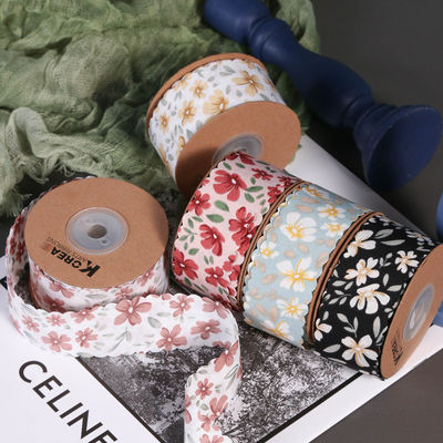 Çiçekli Kişiselleştirilmiş Grosgrain Kurdele hediye paketleme için dokuma kenar kurdele
